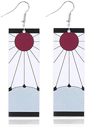 Anime Kamado Tanjiro Hanafuda Earrings - Kimetsu No Yaiba Tanjiro Earrings - Cosplay Accessories For Womens Girls (White hook earrings)