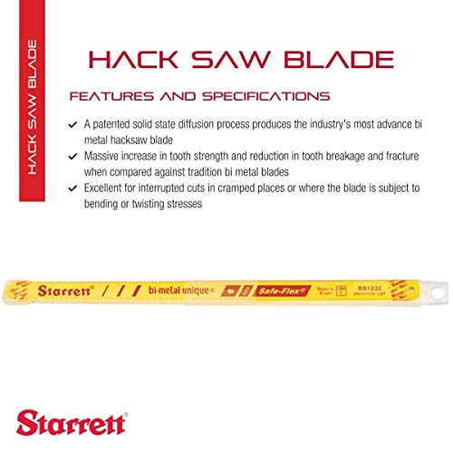image for Starrett Bi-Metal Unique HSS Safe-Flex Hand Hacksaw Blade - Ideal for 