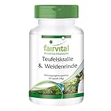 ✔ FAIRVITAL CALIDAD ALEMANA: Garra del Diablo y Corteza de Sauce - VEGANO - 90 cápsulas - 1,2% y 15% harpagosidos salicina - Harpagofito