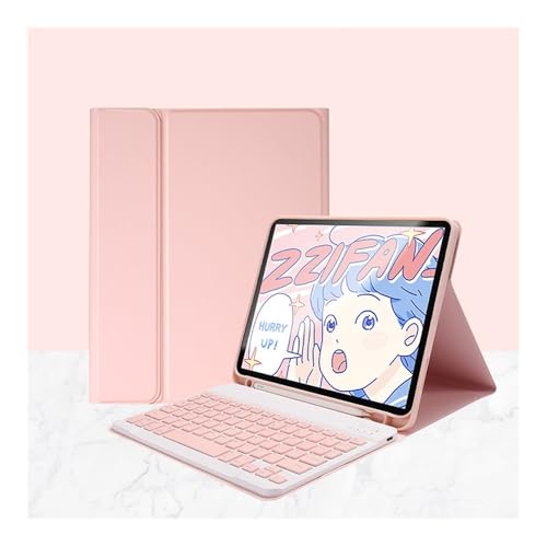 Teclado desmontable para iPad Air 5 con funda protectora rosa YSJX y ranura para lápiz