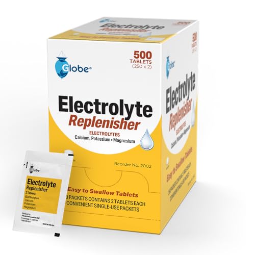 Globe Electrolyte Replacement Tablets for Rapid Hydration & Exercise Recovery (500 Tablets, 250 Packets of 2) for Athletes, Hiking & Sports, Travel Packets with Key Nutrients for Optimal Endurance