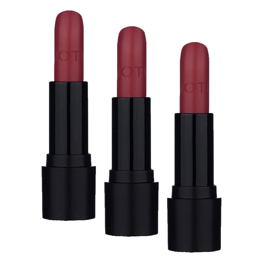 Note Cosmetics Deep Impact Lipstick 08 Sophisticate Burgundy Kremsi Dokulu Yarı Parlak Ruj, Kırmızı (3 paketi)