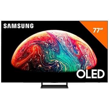 Samsung Smart TV 77" OLED 4K 77S90C, Painel de Pontos Quanticos, Painel até 144hz, Processador com IA, Som em Movimento Virtual, Tela sem limites, Design LaserSlim, Alexa built in, Dolby Atmos