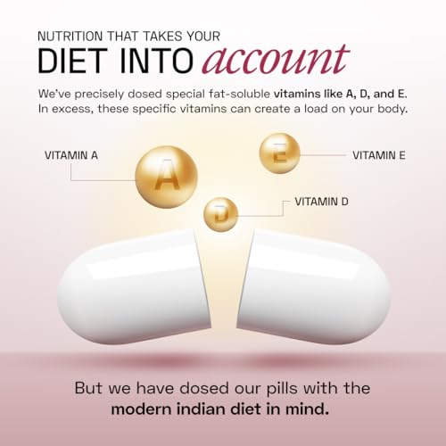 Image of Ace Blend Multivitamin Capsules for Women | Pack of 120 | With Iron & Methylated Multivitamin | 19 Essential Nutrients with Quatrefolic, MenaQ7 K2 & Vitashine D3 | Supports Hormonal Balance & Immunity