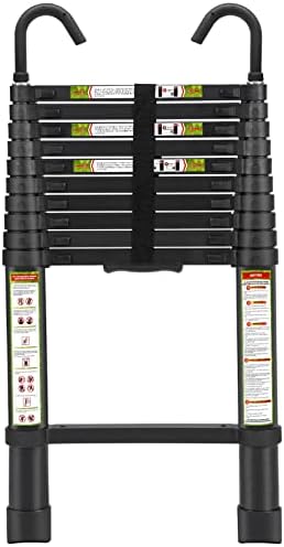 Telescopic Ladder, 10.5FT RIKADE Aluminum Telescoping Ladder with Non-Slip Feet and Stable Hook, Portable Extension Ladder for Household and Outdoor Working, 330lb Capacity Telescopic Ladder, 10.5FT RIKADE Aluminum Telescoping Ladder with Non-Slip Feet and Stable Hook, Portable Extension Ladder for Household and Outdoor Working, 330lb Capacity