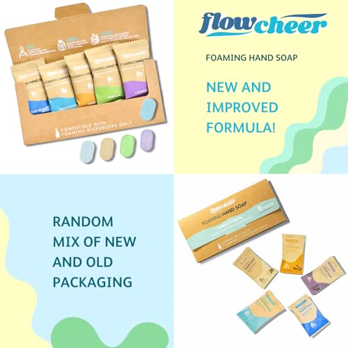 Image of flowcheer Foaming Hand Soap Refill Tablets -5 Sample Pack Hand Wash Tablets, Zero Waste Eco Friendly Cleaning Supplies-Fills 5 X 9 fl oz Refillable Foam Dispenser