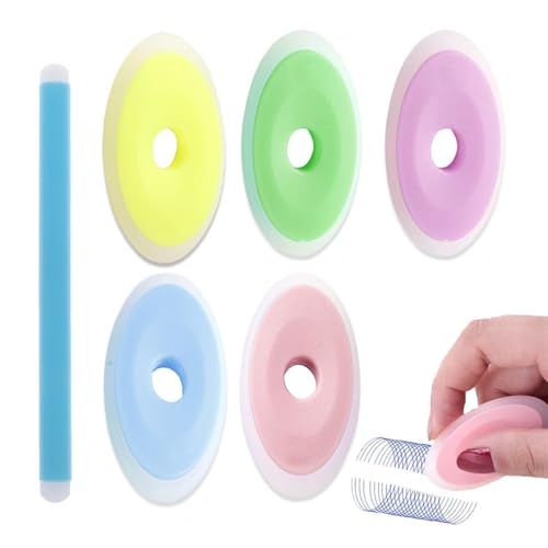 HABNI 6 Stück Radiergummi, Radierbarer Gelschreiber Stift, Silikonradierer zum Löschen von Thermotinte, 5 x Kreisförmig + 1 x Stabförmig, Zufälliger Farbe