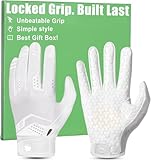 Pixel Panda Football Gloves Adult Youth, Black White Receiver Football Gloves Men with Pro-Grade Sticky Grip...