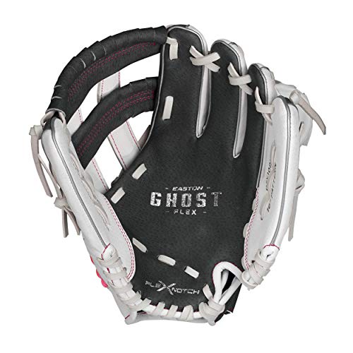 Easton | GHOST FLEX Youth Softball Glove | Left Hand Throw | 10" | Grey/White/Pink by Easton - Image 2