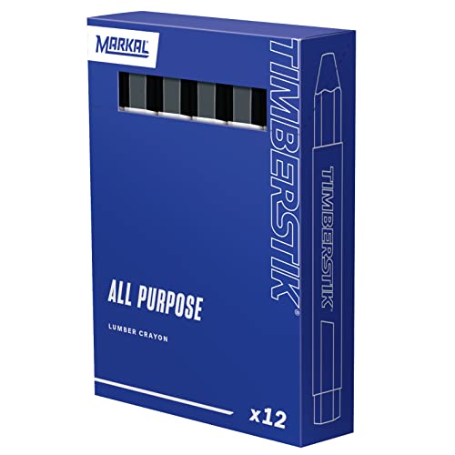 Markal 200 Lumber Crayon Economical Wax Based Marker, 1/2" Hex, 4-5/8" Length, Black (Pack Of 12) #TOP2