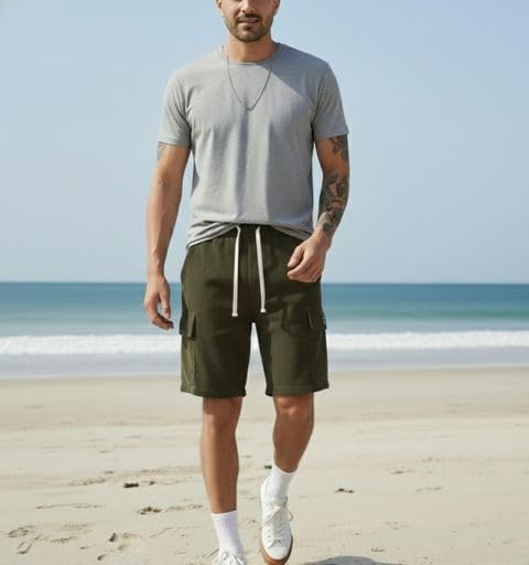 Image of INDICLUB Men's Athletic Performance Shorts,Casual Everyday Wear, Comfortable Drawstring Style