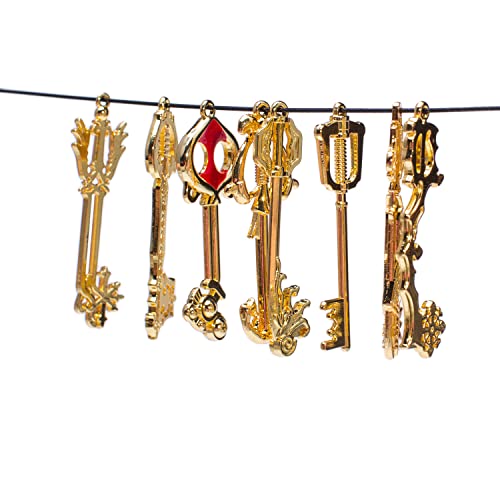 XCOSER Game Cosplay Keyblade Keychain Pendant for Collection Golden 8pcs