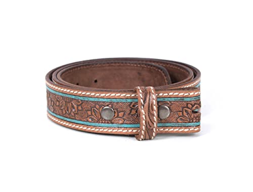 Men's Leather Belt No Buckle Belt Leather Belt Strap with Snaps 38MM Classic Formal Belt