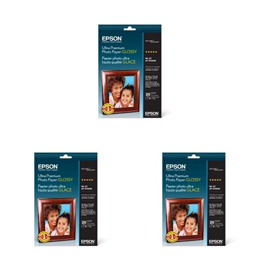 Epson Ultra Premium Photo Paper GLOSSY (5x7 Inches, 20 Sheets) (S041945) (Pack of 3)