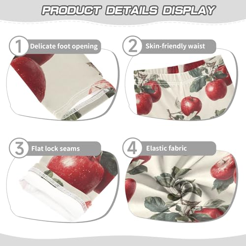 Girls Leggings Vintage Apples Fruit Soft Toddler Leggings for Girls Kids Pants Size 4T-10T3