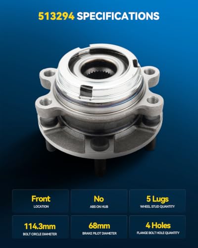 Image of PHILTOP 513294 x2 Front Wheel Bearing Hub Assembly for Nissan Altima