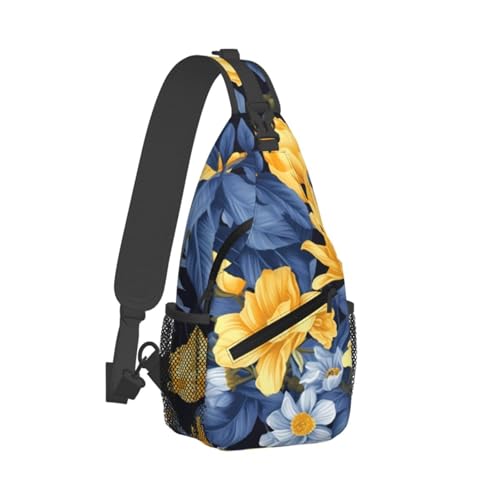 Bolso Cruzado Floral Negro para Hombre y Mujer miniatura 2