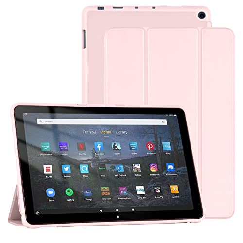 Case For All-New Amazon Kindle Fire Hd 10 Tablet & Fire Hd 10 Plus Case(11Th Generation, 2021 Release) 10.1" -Trifold Stand Cover Ultra Lightweight Slim Shell Stand Cover Auto Wake/Sleep (Pink) #TOP22