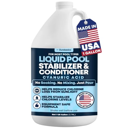 Durabasics Liquid Pool Stabilizer & Conditioner Cyanuric Acid Pool Stabilizer for Salt Pools & Chlorine Pools Helps Reduce Chlorine Loss from Sunlight Easy-Pour Formula 1 Gallon