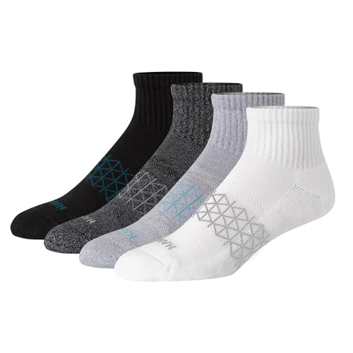 Image of Hanes Men's Socks, Absolute Comfort Cushioned Moisture-wicking Seamless Toe, 4 Pack, Ankle, Crew and Heel Shield Socks
