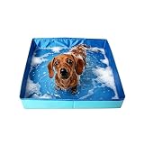 Hundepool, Planschbecken Faltbare für Hunde & Katzen, 50x50x10 cm Eckig Katzenpool, Hundebadewanne, Planschbecken ohne Aufblasen für Haustiere, Klappbar Schwimmbecken für Kleine Hunde & Katzen (A)