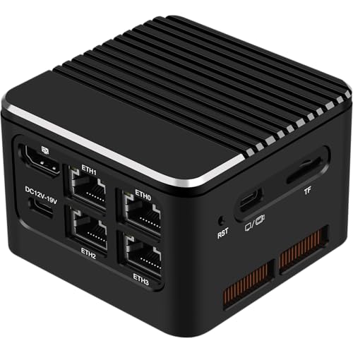 Image of Mini Firewall PC N100 4C /4T,16GB LPDDR5 512GB SSD Micro PC,4K Dual Screen Display,4X LAN i226-V 2.5GbE Ports,Mini Desktop Computer Win11 Pro