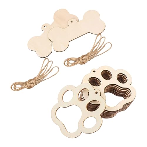 oshhni 22Pcs Enfeites de recortes de madeira em forma de pata, artesanato leve, recortes de madeira