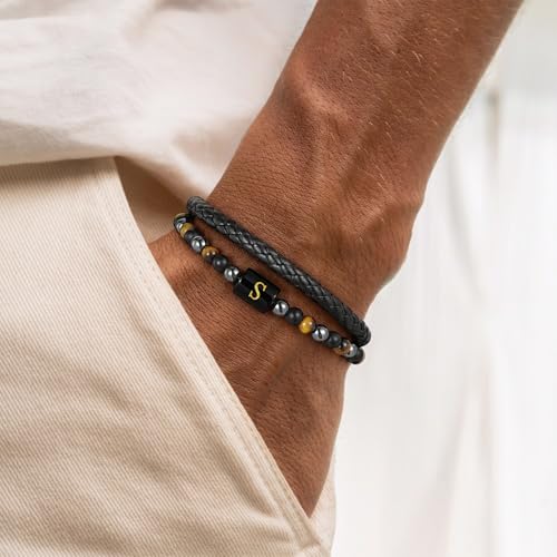 OUTSTHAND Leather Bracelets for Men Jewelry Personalized Gifts for Men — view 4