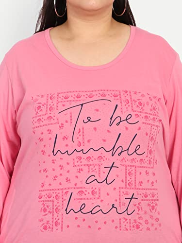 Image of CUPID Women Plus Size Cotton Round Neck Full Sleeves T-Shirt, Nightwear, Sleepwear, Daily Use Gym n Lounge Wear Long Tops for Ladies 3XL to 7XL