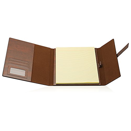 Vegan Leather Padfolio Portfolio Folder – Slim Portfolio Notebook & Business Card Holder for 8.5x11 in. Note Pads, Legal Pads – Refillable Business Organizer by Gallaway Leather, Dark Chocolate