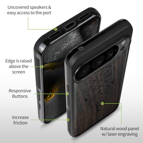 Étui compatible Magsafe Google Pixel 10 en TPU antichoc et bois véritable