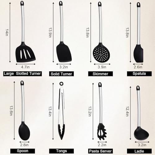 Vayvnt Can Opener Manual with Magnet and 8 PCS Kitchen Utensils Set with Stainless Steel Handle image 5