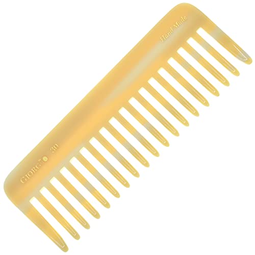 Giorgio G30 Large 5.75 Inch Hair Detangling Comb, Wide Teeth For Thick Curly Wavy Hair. Long Hair Detangler Comb For Wet And Dry. Handmade Of Cellulose, Saw-Cut, Hand Polished, Ivory #TOP8