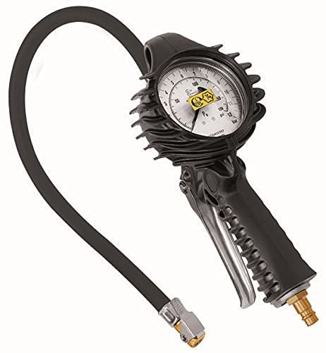 Reifenfüller Robuster Standard-Handreifenfüllmesser mit vollgummierter Schutzhülle, Druckmanometer mit bar- und psi-Anzeige Handreifenfüller Handreifenfüllmesser geeicht und ungeeicht (geeicht)