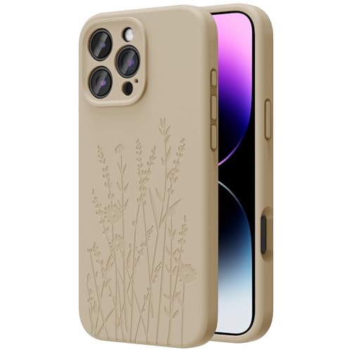 OAOA Engraved for iPhone 16 Pro Max Case, Milk Tea Flower - image 1