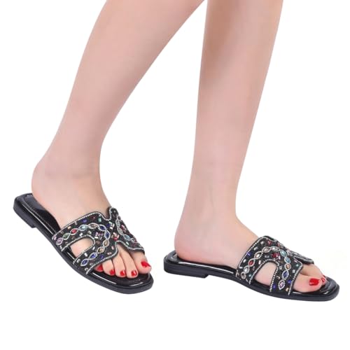 Image of H Flat Sandals for Women Dressy Lightweight Comfortable Slide Sandal Fashion Summer Trendy Casual Slip-On Shoes