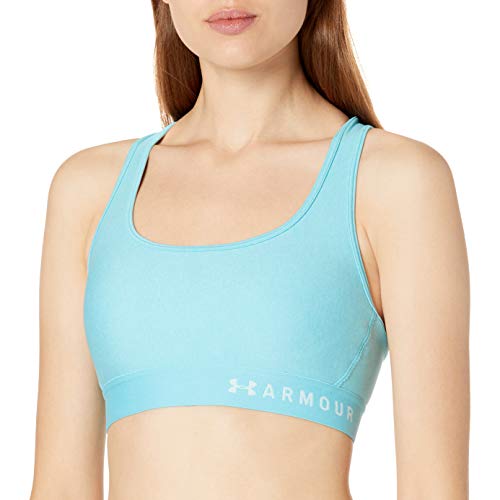 Under Armour Women's Threadborne Heathered Sports Bra , Blue Haze Light Heather (425)/Rift Blue , Small