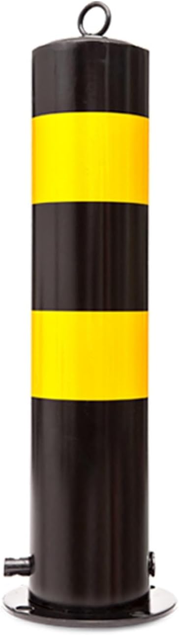 Reflective Steel Parking Safety Bollard Post, 4.5" Diameter Car Barrier with Hanging Ring, Ideal for Driveways, Parking Lots & Garage Pathways