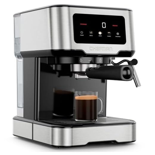 Chefman CraftBrew Espresso Machine, 15-Bar Pump Digital Espresso Maker w/Steam Wand for Latte & Cappuccino, Compact Espresso Coffee Machine w/ 1.5L Removable Water Reservoir - Stainless Steel