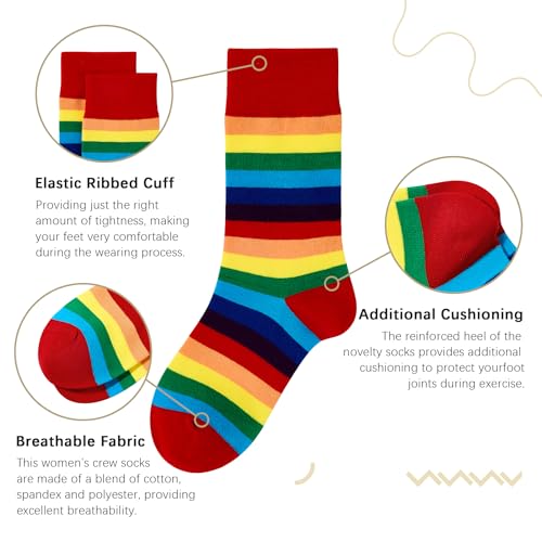 Image of American Trends Womens Novelty Striped Crew Socks Athletic Vintage Slouch Mid Calf Tube Socks