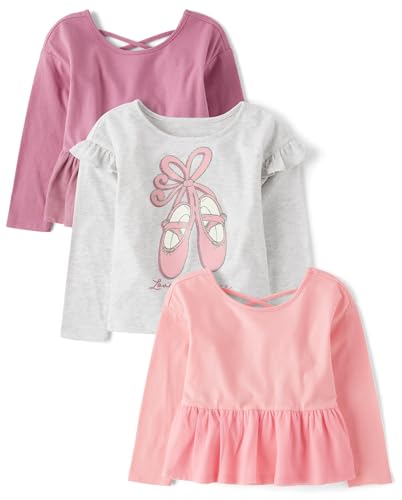 Image of The Children's Place Girls and Toddler Long Sleeve Everyday Casual Knit Shirt