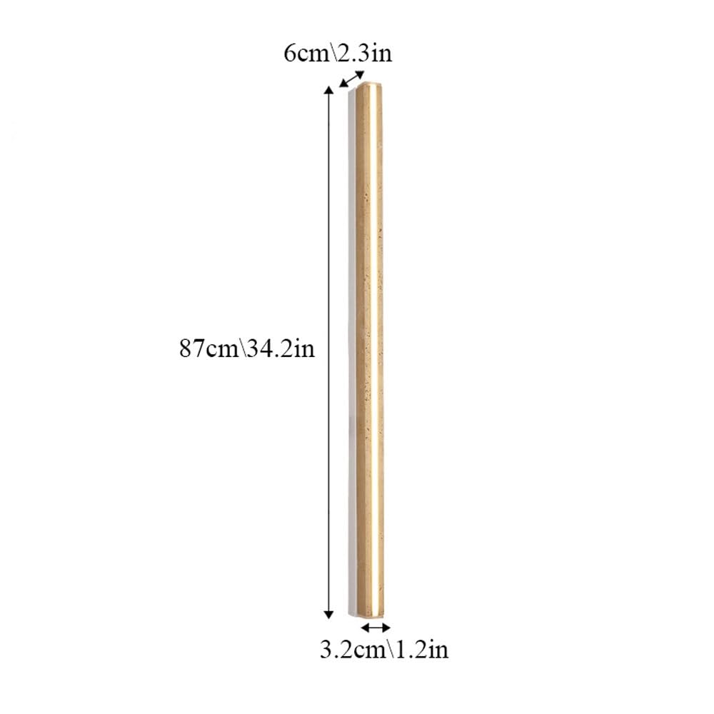 Applique da parete in travertino giallo, lampada da parete in pietra dal design lineare minimalista da 34,2", moderna lampada da parete a LED da 22 W con striscia lunga for camera da letto