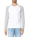 Superdry Herren Vintage Baseball LS TOP T-Shirt, Optic/Athletic Grey Marl, L
