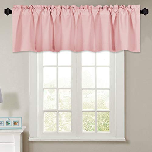 Keqiaosuocai Baby Pink Valance For Small Window Rod Pocket Sun Block Topper Curtain 16 Inch Valance For Girls Kids Nursery Classroom Bedroom Living Room 1 Panel 72Wx16L #TOP11