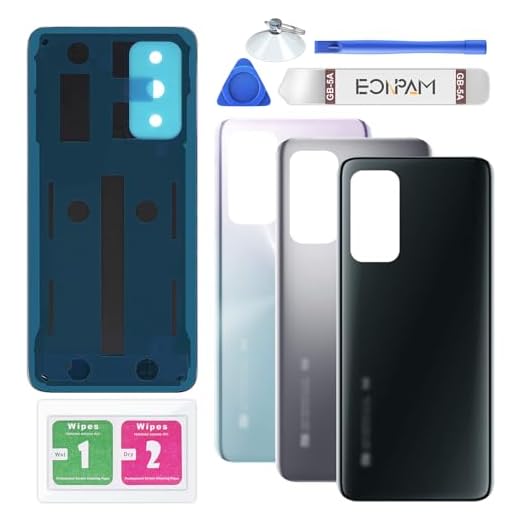 Eonpam Batterilock Bakre glas Ersättning för (Xiaomi Mi 10T / 10T Pro) Reparationssats ingår Bakstycket Original Bakre hus (Svart)