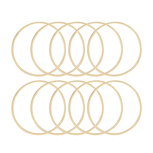 Aros de Madera,10PCS Anillos De Madera para Atrapasueños,Flores de Bambú y Macramé,Anillos de Bambú Aros de Madera Macramé Aros Redondos para Atrapasueño,Colgar en La Pared,Guirnaldas de Boda 8cm Cover