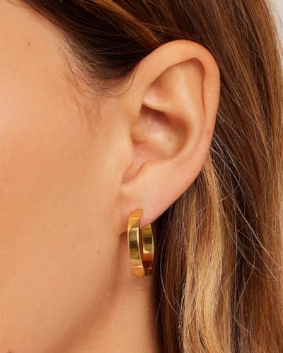 gorjana - Rose Hoops 13/16" - 18k Gold Plated Brass - Hinge Closure - Surgical Steel Post - Timeless Elegant Design - Daily Earring Wear4