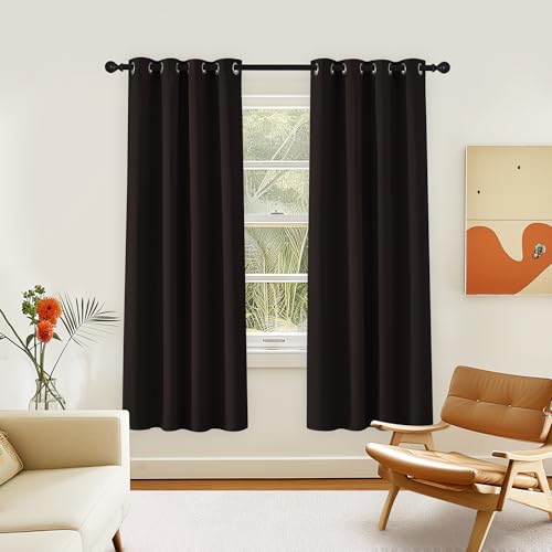 NICETOWN Room Darkening Curtain for Living Room - Energy Saving Thermal Insulated Grommet Room Darkening Curtain/Drape for Bedroom (1 Panel, 46 by 72, Toffee Brown)