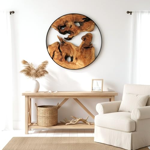 WELLAND Cedar Wood Wall Decoration Ornaments, 16' L x 16' W x 1' H Hanging Decoration, Irregular...