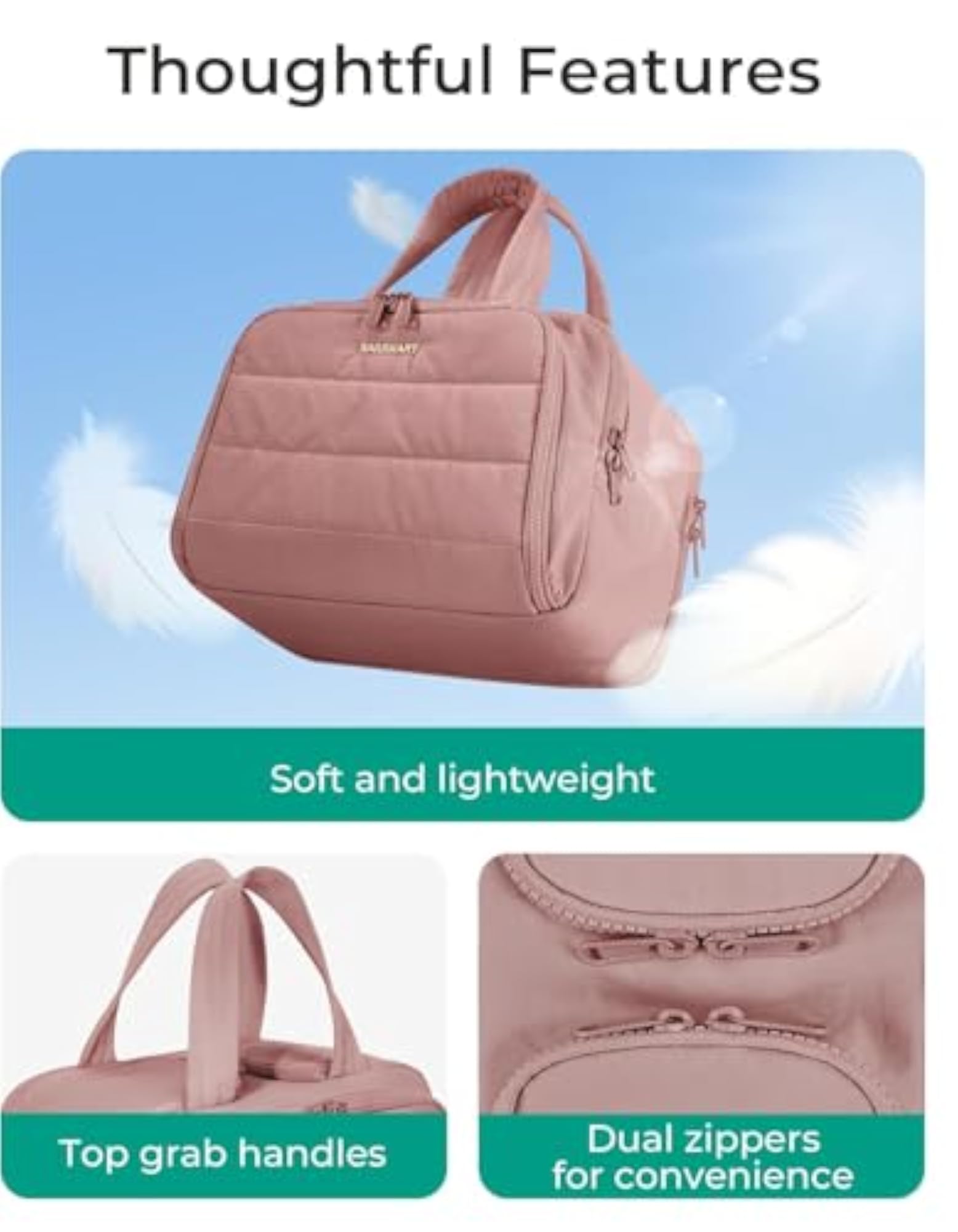 4 in 1 Toiletry Bag, Lightweight Large Wide-Open Makeup Organizer
